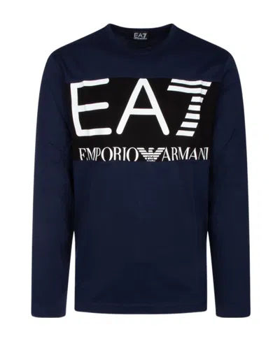 Ea7 Logo-print Long-sleeve T-shirt In Black