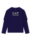 Ea7 Logo-print Long-sleeve T-shirt In Blue