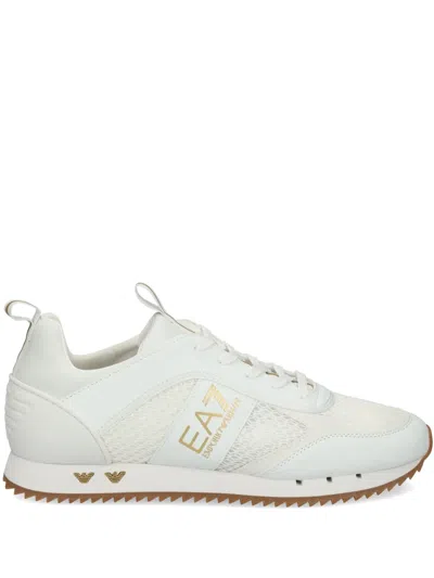 Ea7 Logo-print Mesh Sneakers In White