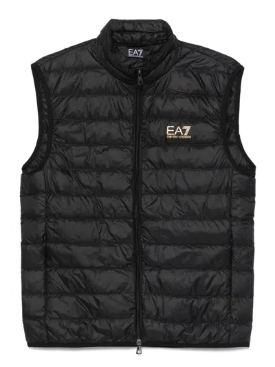 Ea7 Logo-print Padded Gilet In Black