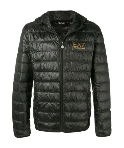 Ea7 Logo Print Padded Jacket In Black