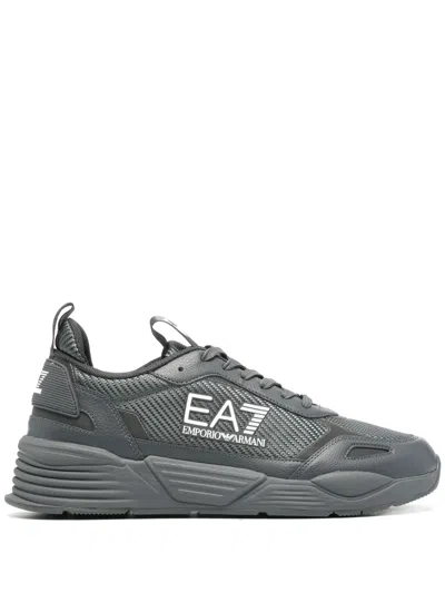 Ea7 Logo-print Panelled Sneakers In 灰色