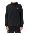 Ea7 Core Identity Recycled-nylon Zip-up Sweatshirt In Black