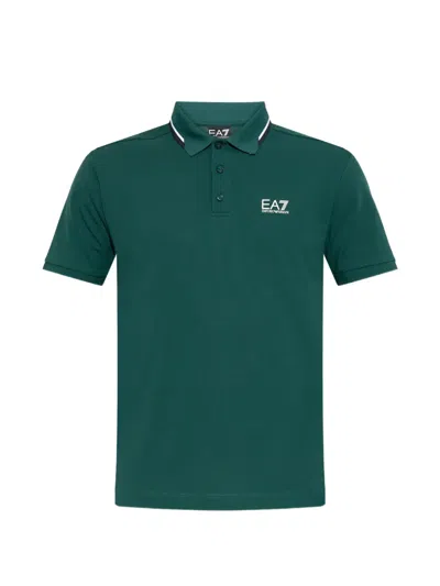 Ea7 Logo-print Polo Shirt In Green