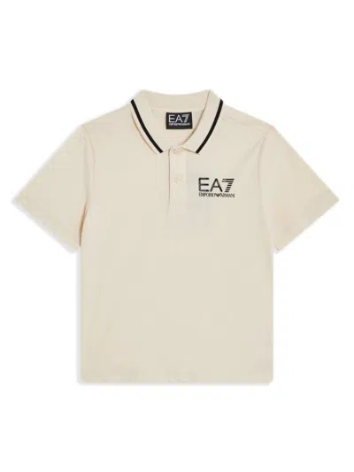 Ea7 Kids' Logo-print Polo Shirt In Neutrals