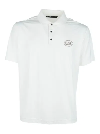 Ea7 Logo-print Polo Shirt In Star White