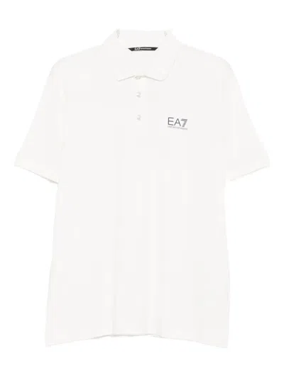 Ea7 Logo-print Polo Shirt In White