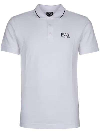 Ea7 Short-sleeved Polo Shirt In White