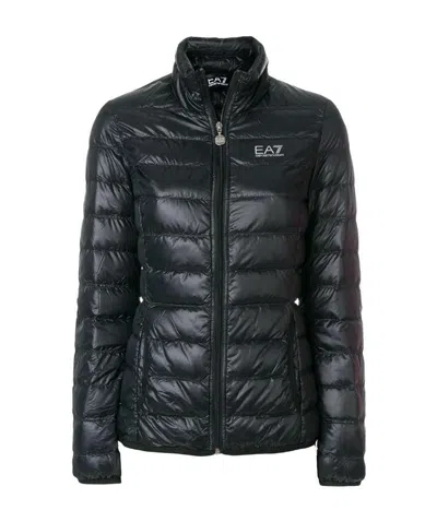 Ea7 Logo Print Puffer Jacket In Black