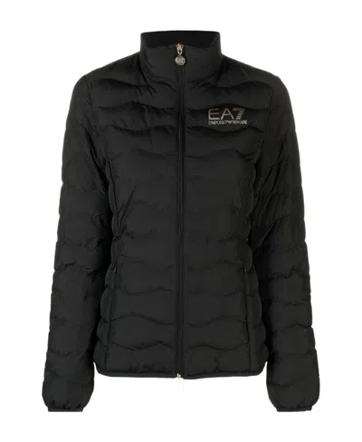 EA7 EA7 EMPORIO ARMANI LOGO-PRINTED ZIPPED PADDED JACKET