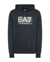 Ea7 Logo-print Pullover Hoodie In Black