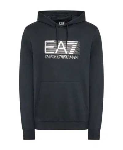 Ea7 Logo-print Pullover Hoodie In Black