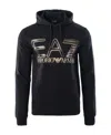 Ea7 Logo-print Pullover Hoodie In Black