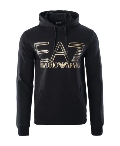 Ea7 Logo-print Pullover Hoodie In Black