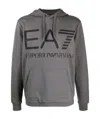 Ea7 Logo-print Pullover Hoodie In Gray