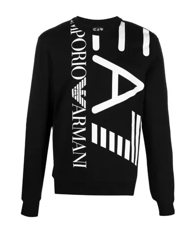 Ea7 Logo-print Round Neck Sweatshirt In Black