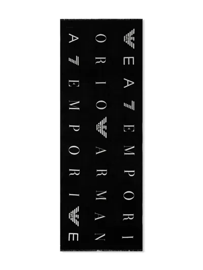 Ea7 Logo-print Scarf In Black