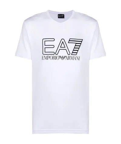 Ea7 Logo-print Short-sleeved T-shirt In White