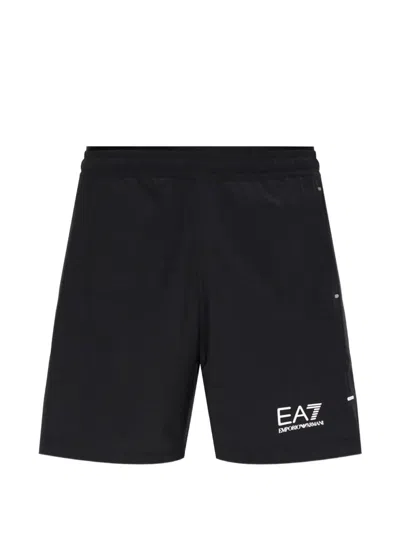 Ea7 Logo-print Shorts In Black