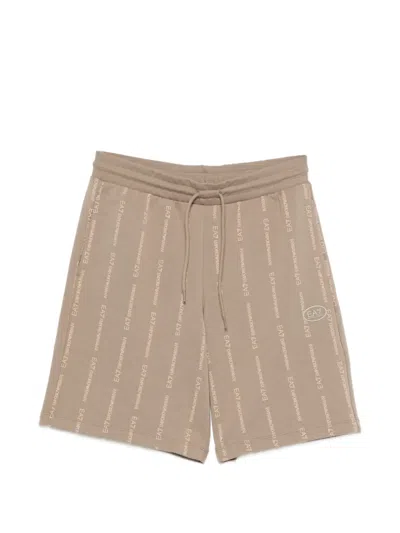 Ea7 Logo-print Shorts In Brown