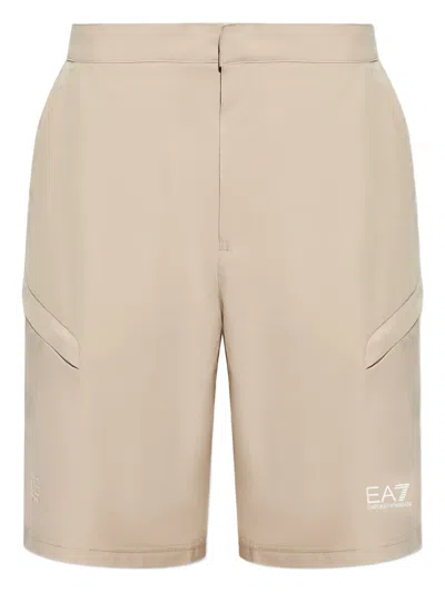 Ea7 Logo-print Shorts In Nude