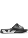Ea7 Logo-print Slip-on Slides In Black
