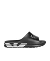 Ea7 Logo-print Slip-on Slides In Black
