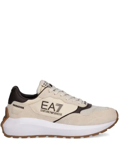 Ea7 Logo-print Sneakers In Brown