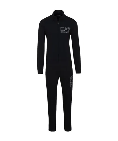Ea7 Logo Print Sportswear Pants Set In Black