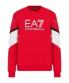 Ea7 Logo-print Striped-detail Sweatshirt In Red