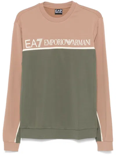 Ea7 Logo-print Sweatshirt In Marrone