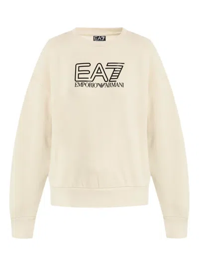 Ea7 Logo-print Sweatshirt In Neutrals
