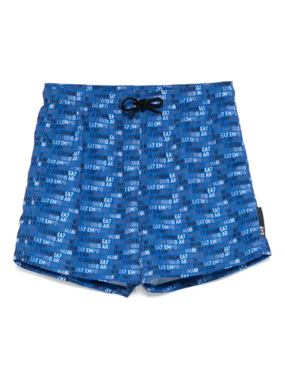 Ea7 Logo-print Swim Shorts In Blue