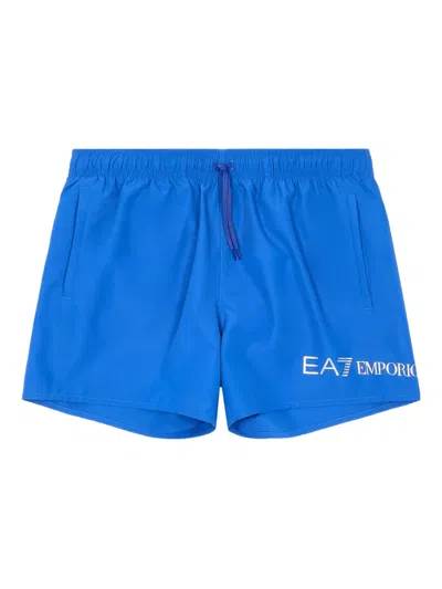 Ea7 Logo-print Swim Shorts In Blue