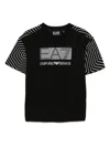 Ea7 Visibility Boy Printed Cotton T-shirt In Black