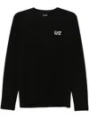 Ea7 Asv 7 Lines Crew-neck Sweatshirt In A Recycled Cotton Blend In Black