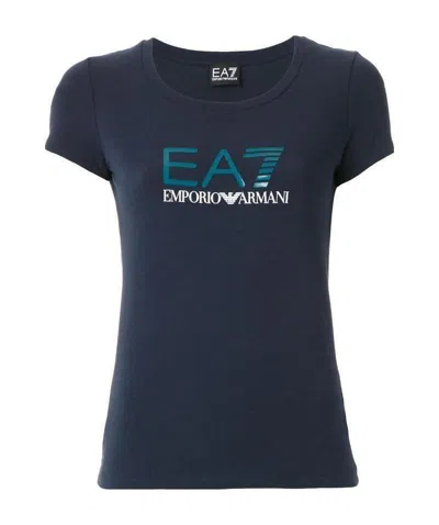 Ea7 Logo Print T-shirt In Black