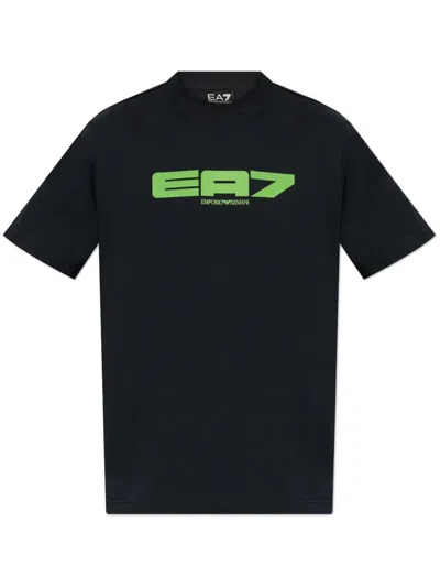 Ea7 Logo-print T-shirt In Blue