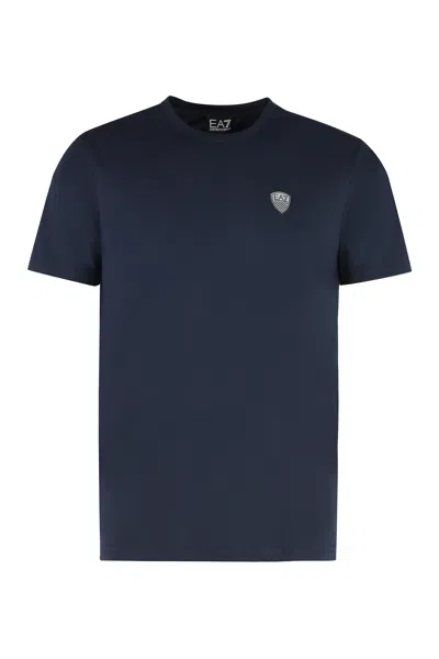 Ea7 Logo Print T-shirt In Blue