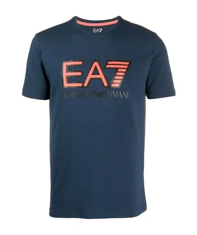 Ea7 Logo Print T-shirt In Blue