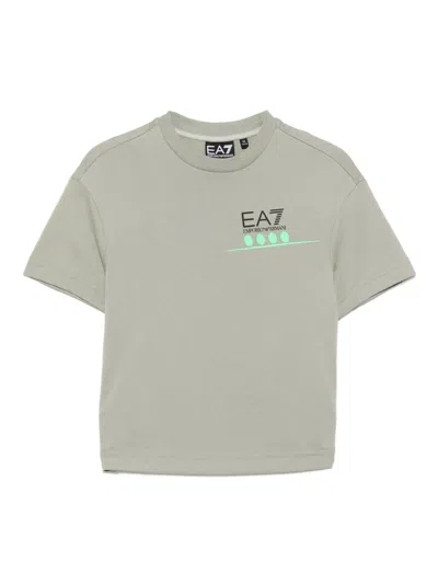 Ea7 Kids' Logo-print T-shirt In Green
