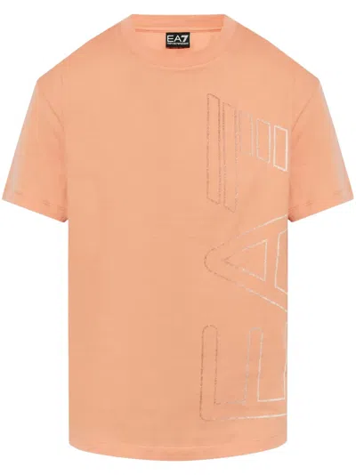 Ea7 Logo-print T-shirt In Orange