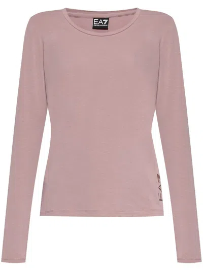 Ea7 Logo-print T-shirt In Pink
