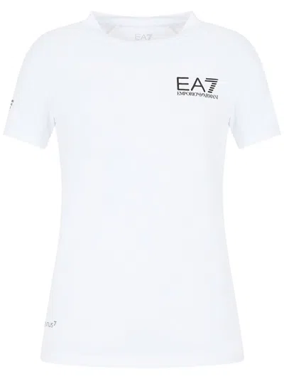 Ea7 Logo-print T-shirt In White