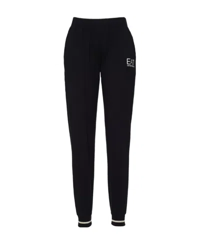Ea7 Logo-print Tapered Track Pants In Black