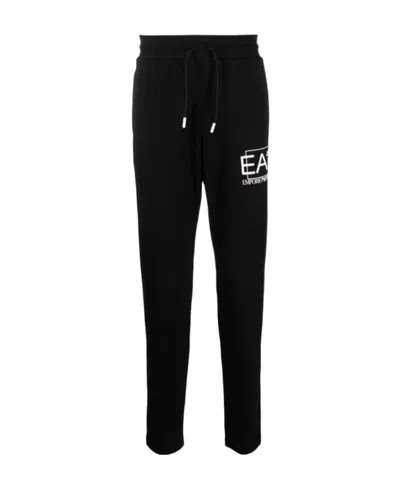 Ea7 Logo-print Tapered Track Pants In Black