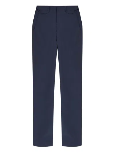 Ea7 Logo-print Tapered Trousers In Blue