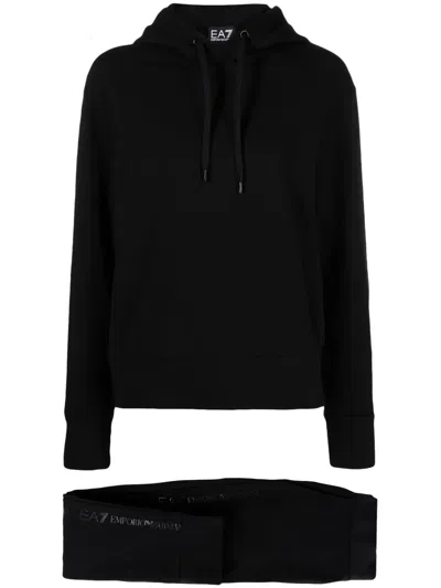 Ea7 Logo-print Tonal Tracksuit In Black