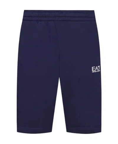 Ea7 Logo-print Track Shorts In Blue