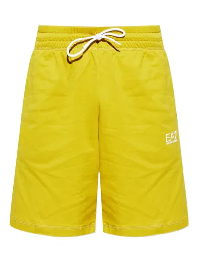 Ea7 Logo-print Track Shorts In Gelb